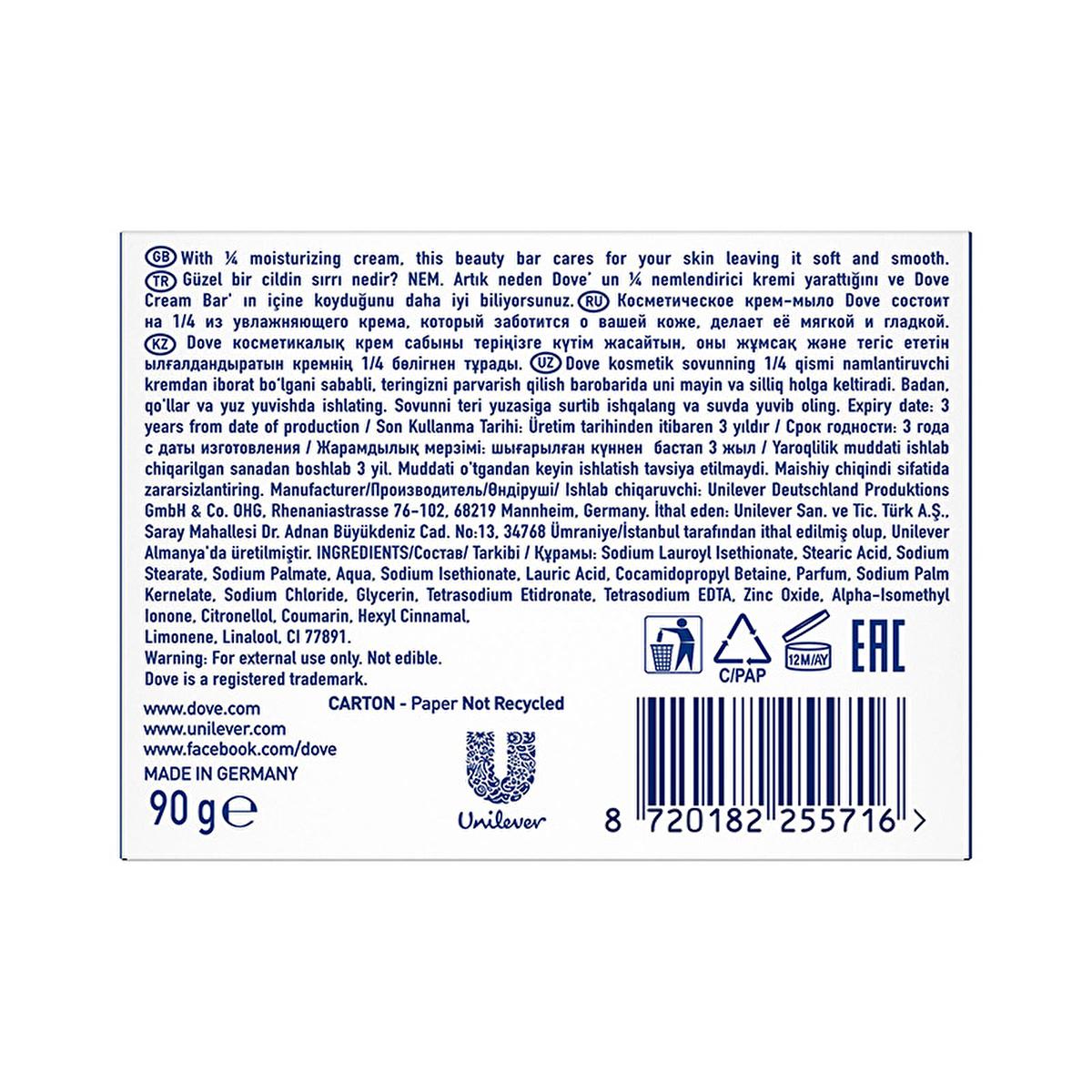 Dove Original Cream Bar Soap: Gentle, Moisturizing, & Sulfate-Free - Face, Hand & Body Cleanser - Dermatologist Recommended